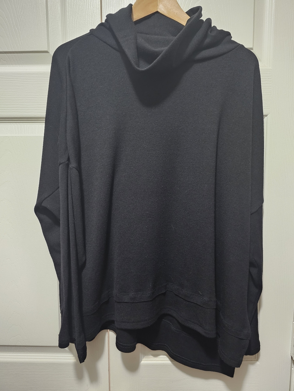 She+Sky Womens Cowl Neck Oversized Black Sweater With 3/4 Sleeves